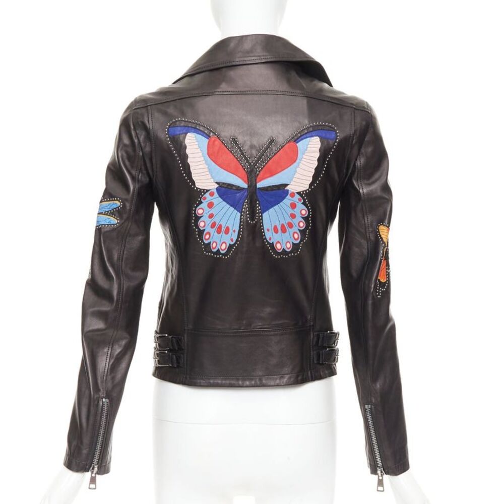 Gucci Leather Applique Studded Jacket